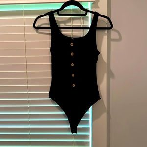 Iris Black ribbed bodysuit